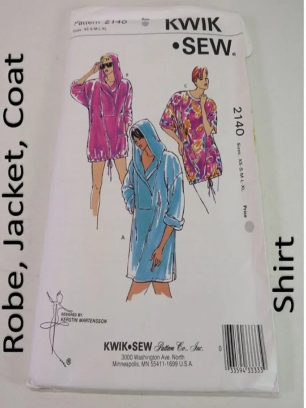 Kwik Sew 2140 sewing pattern Swimming cover up, jacket, shirt, coat